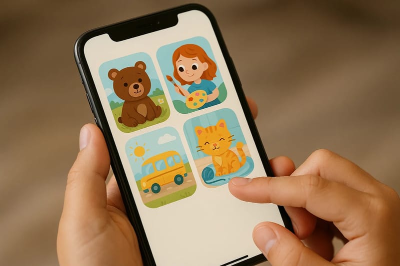 Ekran telefonu z aplikacją dla dzieci bez widocznych reklam