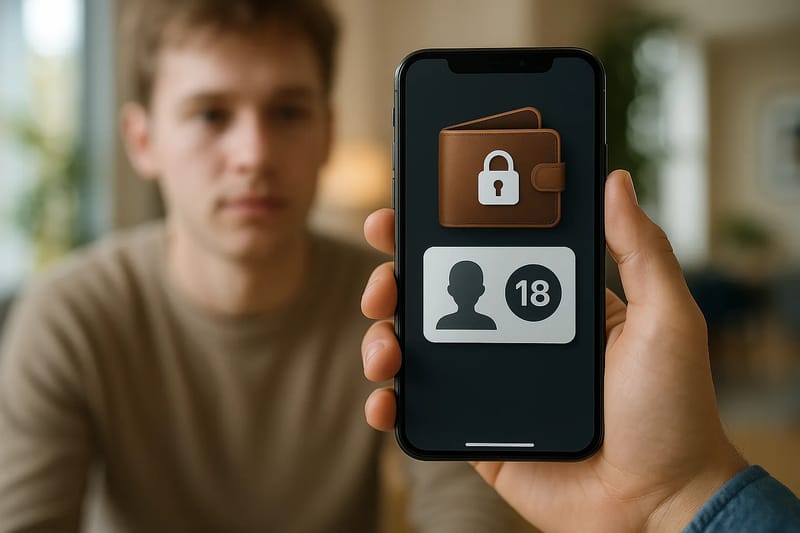 Portfel cyfrowy z symbolem zamka na smartfonie
